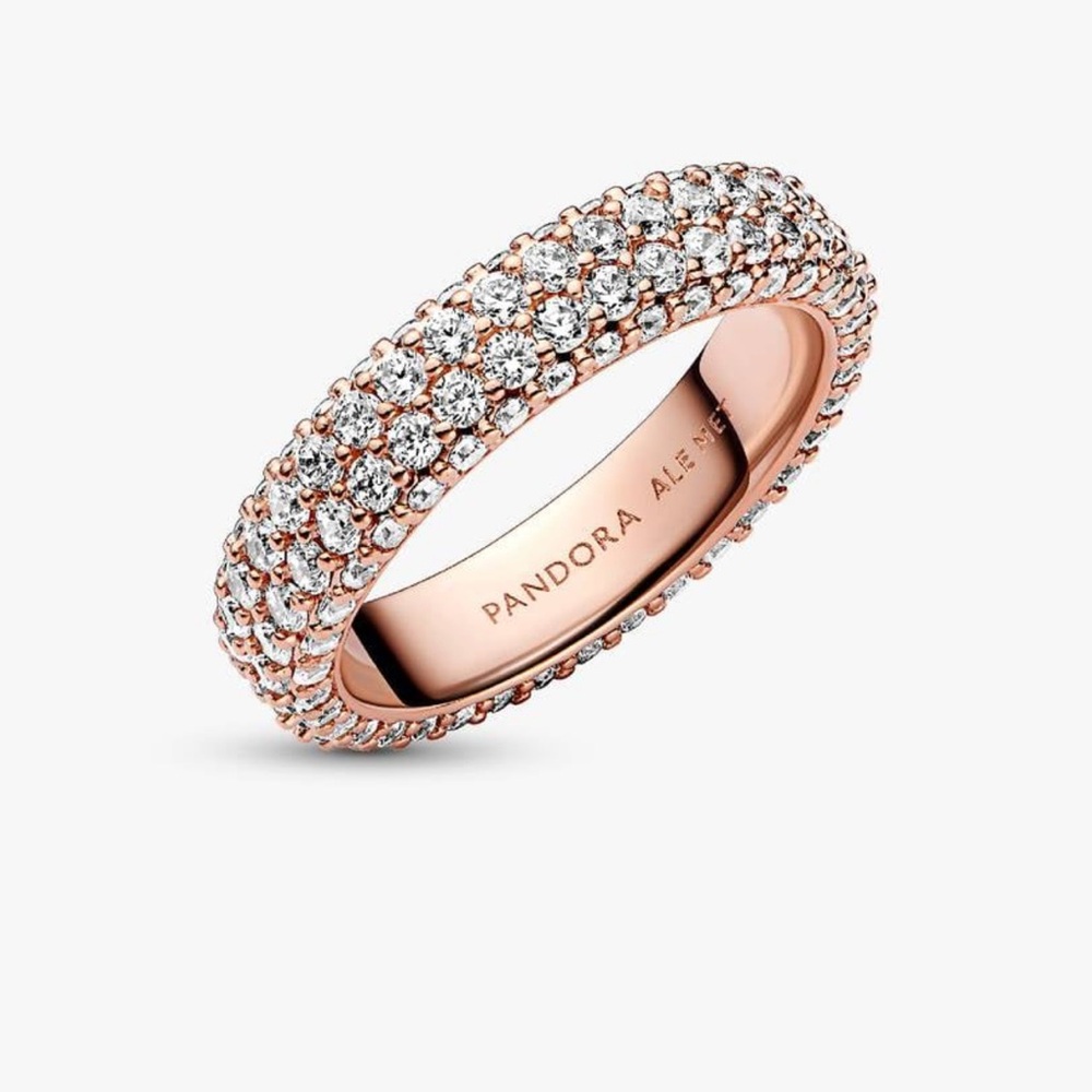 Pandora ring 7/54 double row model plated in gold rose